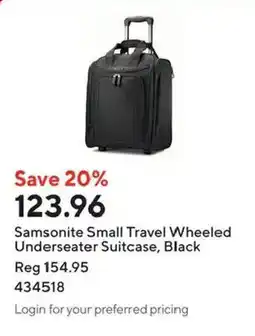 Staples Samsonite Small Travel Wheeled Underseater Suitcase, Black offer