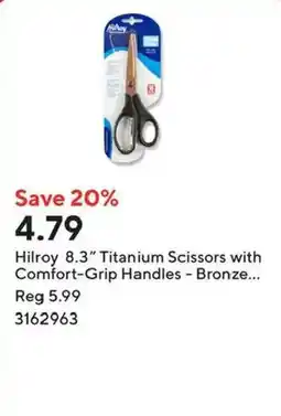 Staples Hilroy titanium scissors with comfort-grip handles bronze offer