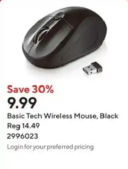 Staples Basic Tech Wireless Mouse, Black offer