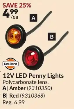 Princess Auto Unibond 12V LED Penny Lights offer