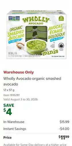 Costco Wholly Avocado organic smashed avocado offer