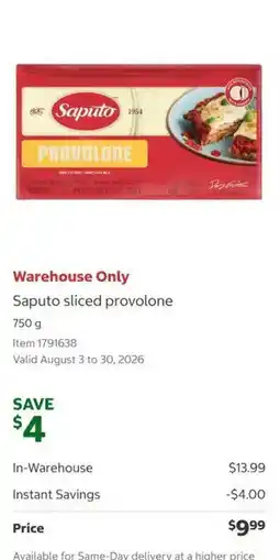 Costco Saputo sliced provolone offer