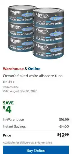 Costco Ocean's flaked white albacore tuna offer