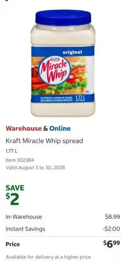 Costco Kraft miracle whip spread offer