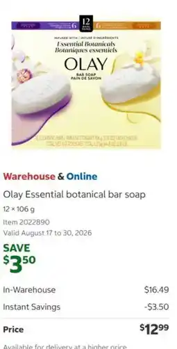 Costco Olay essential botanical bar soap offer