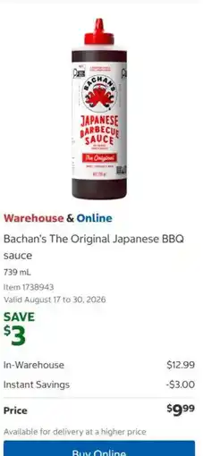 Costco Bachan's The Original Japanese BBQ sauce offer