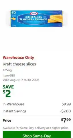 Costco Kraft cheese slices offer