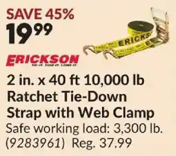 Princess Auto Erickson ratchet tie-down strap with web clamp offer