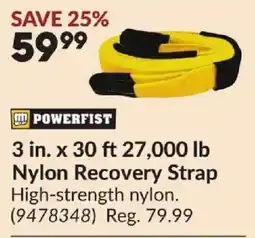 Princess Auto Powerfist nylon recovery strap offer