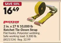 Princess Auto Erickson ratchet tie-down strap offer