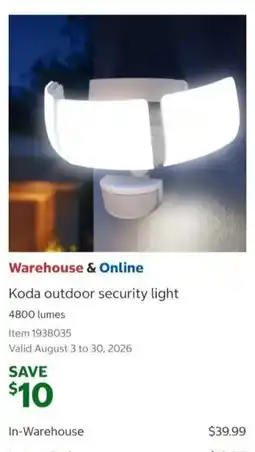 Costco Koda outdoor security light offer