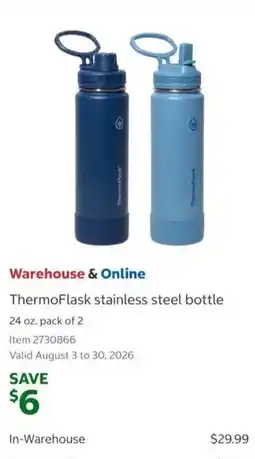 Costco ThermoFlask stainless steel bottle offer