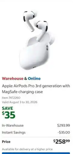 Costco Apple AirPods Pro 3rd generation with MagSafe charging case offer