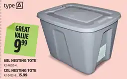 Canadian Tire great value 68l nesting tote offer