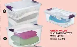 Canadian Tire Great Value 5L clearview tote with latch offer