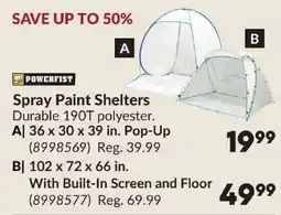 Princess Auto Powerfist spray paint shelters offer