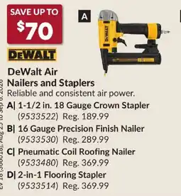 Princess Auto DeWalt air nailers and staplers offer