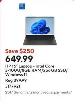 Staples Hp 16" laptop offer