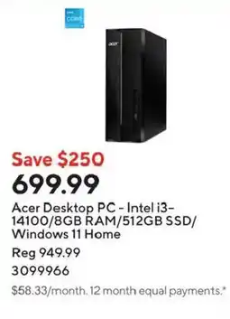 Staples Acer Desktop PC offer
