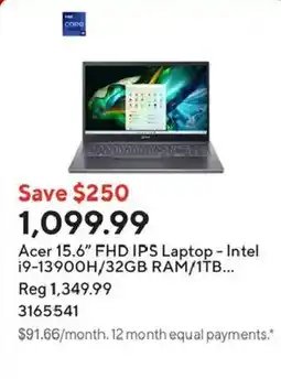 Staples Acer 15.6" FHD IPS Laptop offer