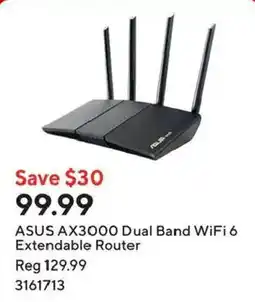 Staples Asus ax3000 dual band wifi 6 extendable router offer