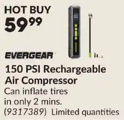 Princess Auto Evergear 150 psi rechargeable air compressor offer