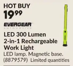 Princess Auto Evergear automotive led 300 lumen 2-in-1 rechargeable work light offer