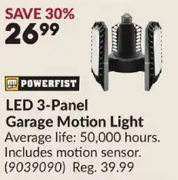 Princess Auto Powerfist led 3-panel garage motion light offer