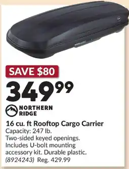 Princess Auto Northern Ridge 16 cu. ft Rooftop Cargo Carrier offer