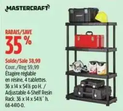 Canadian Tire Mastercraft adjustable 4-shelf resin rack offer