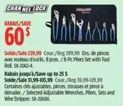 Canadian Tire Chan n el lock 8-pc pliers set with tool roll offer