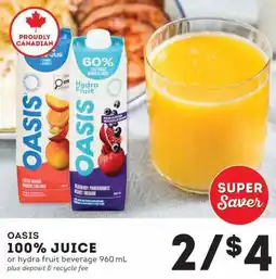 IGA Oasis 100% juice offer