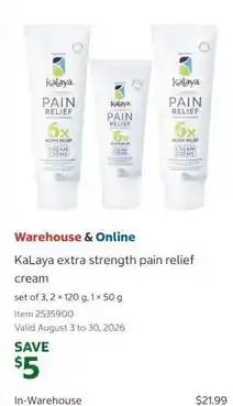 Costco Kalaya extra strength pain relief cream offer