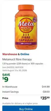 Costco Metamucil fibre therapy offer