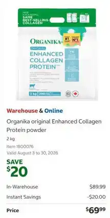 Costco Organika original Enhanced Collagen Protein powder offer