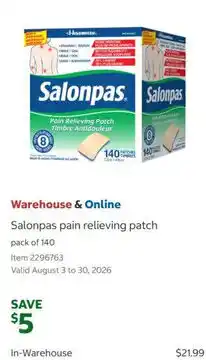 Costco Salonpas pain relieving patch offer