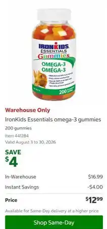 Costco IronKids Essentials omega-3 gummies offer
