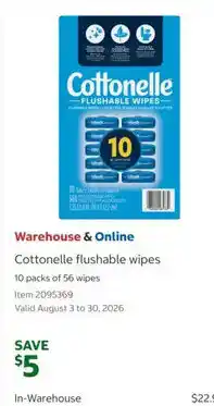 Costco Cottonelle flushable wipes offer