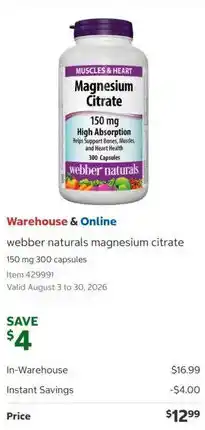 Costco webber naturals magnesium citrate offer