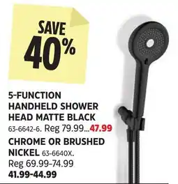 Canadian Tire 5-function handheld shower head matte black offer