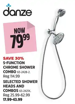 Canadian Tire Danze 5-function chrome shower combo offer
