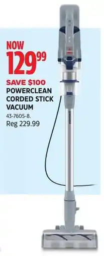 Canadian Tire Powerclean corded stick vacuum offer