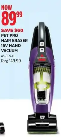 Canadian Tire Energizer pet pro hair eraser 16v hand vacuum offer