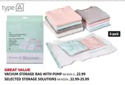 Canadian Tire Great Value vacuum storage bag with pump offer