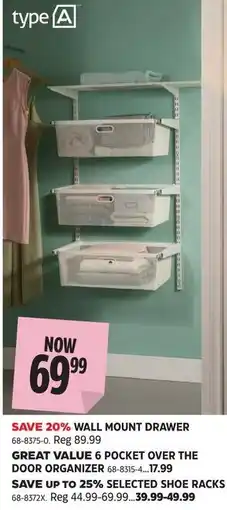 Canadian Tire type A wall mount drawer offer