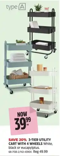 Canadian Tire 3-tier utility cart with 4 wheels offer