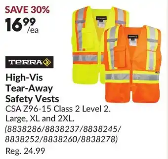 Terra high-vis tear-away safety vests