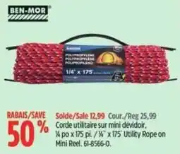 Canadian Tire Ben-mor utility rope on mini reef offer