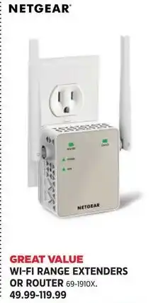 Canadian Tire Netgear wi-fi range extenders or router 69-1910x offer