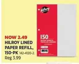 Canadian Tire Hilroy lined paper refill offer